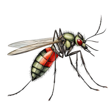 Mosquito, watercolor style, isolated on transparent background