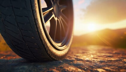 Sunset Silhouette: A Tire's Close-Up"