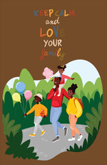 vector illustration of family day, where each family has its own activities, for example gathering in the same family room, holidays, sports with the family.