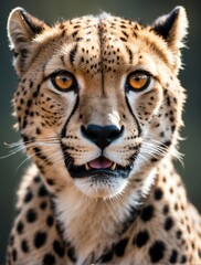 Vertical portrait of a fierce cheetah looking at camera from Generative AI