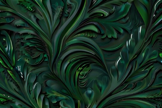 green texture, Abstract organic green lines waves as wallpaper background, Abstract green floral background Generative AI
