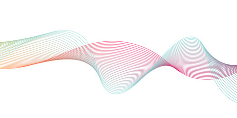 Modern abstract glowing wave background. colorful wave gradient lines on white background.Futuristic ribbons. Wave of multi-colored lines, Pink and orange gradient. Brochure, booklet,