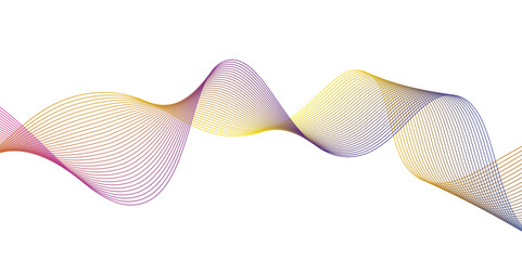 Modern abstract glowing wave background. colorful wave gradient lines on white background.Futuristic ribbons. Wave of multi-colored lines, yelloe gradient. Brochure, booklet,