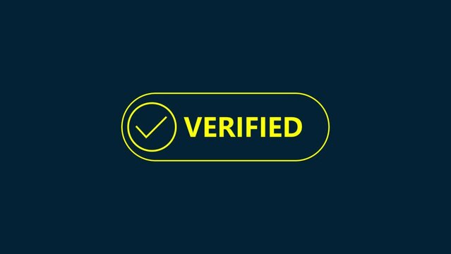 Verified text, verify sign, success checklist icon
