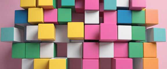 Colorful cubes, 3d render colourful backgroundpink white