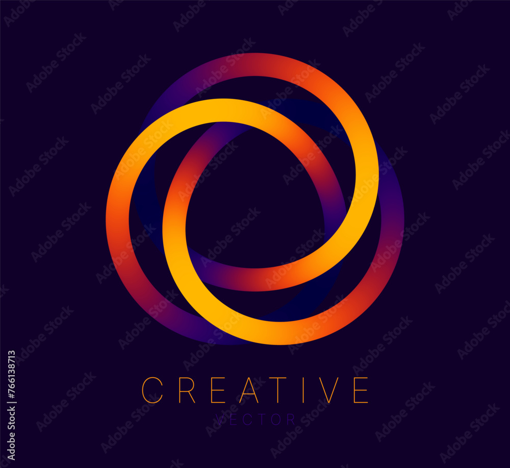 Leinwandbilder Dynamic Round Shape. Abstract Modern Graphic Design Element. Geometric Symbol. Colorful Gradient Blend Design. Creative Vector Template. Impossible Circle Sign. Abstract Design, Impossible Object.