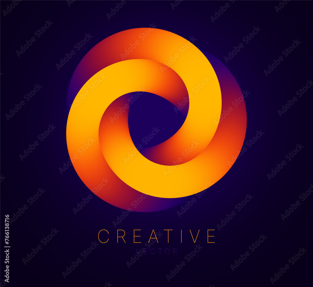 Aufkleber Dynamic Round Shape. Abstract Modern Graphic Design Element. Geometric Symbol. Colorful Gradient Blend Design. Creative Vector Template. Impossible Circle Sign. Abstract Design, Impossible Object.