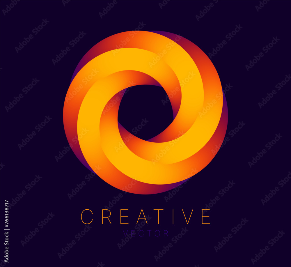 Aufkleber Dynamic Round Shape. Abstract Modern Graphic Design Element. Geometric Symbol. Colorful Gradient Blend Design. Creative Vector Template. Impossible Circle Sign. Abstract Design, Impossible Object.