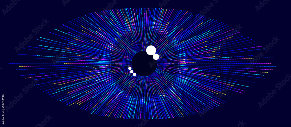 Aufkleber Digital Eye. Computer Vision AI Concept. Abstract Science Technology Illustration. Technology Big Data Neural Network Background Concept. Vector Illustration.
