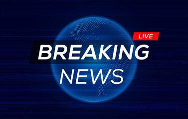 Breaking News Live Background Banner with Globe. Business Technology News Background. Vector Illustration.