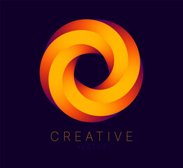 Dynamic Round Shape. Abstract Modern Graphic Design Element. Geometric Symbol. Colorful Gradient Blend Design. Creative Vector Template. Impossible Circle Sign. Abstract Design, Impossible Object.