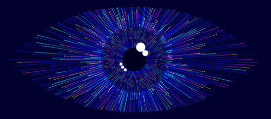 Digital Eye. Computer Vision AI Concept. Abstract Science Technology Illustration. Technology Big Data Neural Network Background Concept. Vector Illustration. © ec0de
