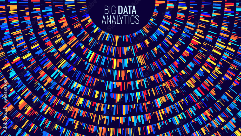 Poster Circular Big Data Graph. DNA Test Infographic. Genome Sequence Map. Chromosome Architecture, Molecule Sequencing Chart. Genetic Science and Technology Concept. Vector Illustration Background.