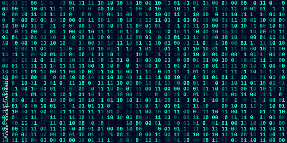 Aufkleber Abstract Numbers Matrix Background. Binary Computer Machine Code. Coding Programming Hacker Concept. Computer Science or Network Security Education Vector Background Illustration.