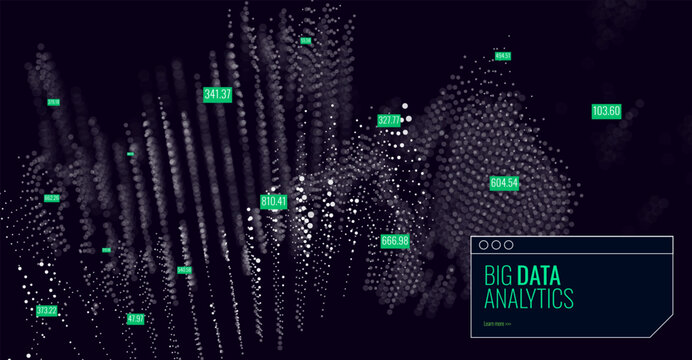 Abstract Big Data Analytics DataViz. Business Graph Visualization. Business Statistics Math Data Background. Block Chain Network Connections Concept. Point Cloud Network. Vector Illustration.