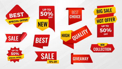 Discount Sale labels set vector template. sale banner set, big sale, final sale background. Discount Promotion marketing poster design for web and Social.