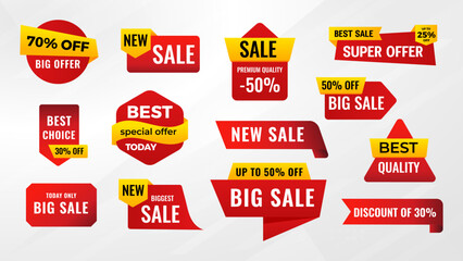 Discount Sale labels set vector template. sale banner set, big sale, final sale background. Discount Promotion marketing poster design for web and Social.