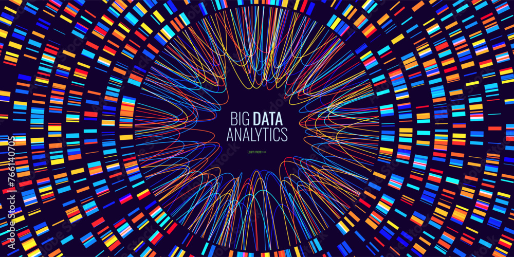 Aufkleber Circular Big Data Graph. DNA Test Infographic. Genome Sequence Map. Chromosome Architecture, Molecule Sequencing Chart. Genetic Science and Technology Concept. Vector Illustration Background.