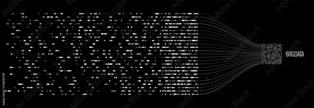 Fototapete Big Data Visualization. Server Data Information Sorting Process. Machine Learning Sorting. Science Technology Concept. Vector Illustration