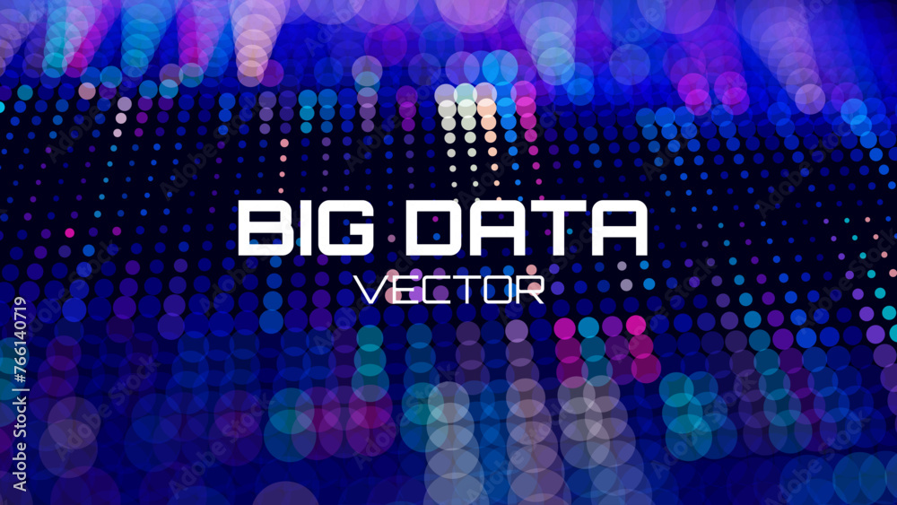 Poster Digital Data Flow Vector Background. Big Data Technology Bokeh Lights. Wireless Data Transmission. High Speed Light Trails. Information Flow in Virtual Reality Cyberspace. Vector Illustration.