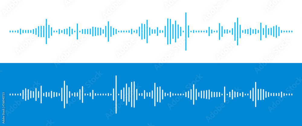 Aufkleber Waves of the Digital Equalizer Isolated on Black and White Backgrounds. Digital Sound EQ Vector Illustration. Voice Assistant Soundwave. AI Assistant Voice Generation or Recognition Concept.