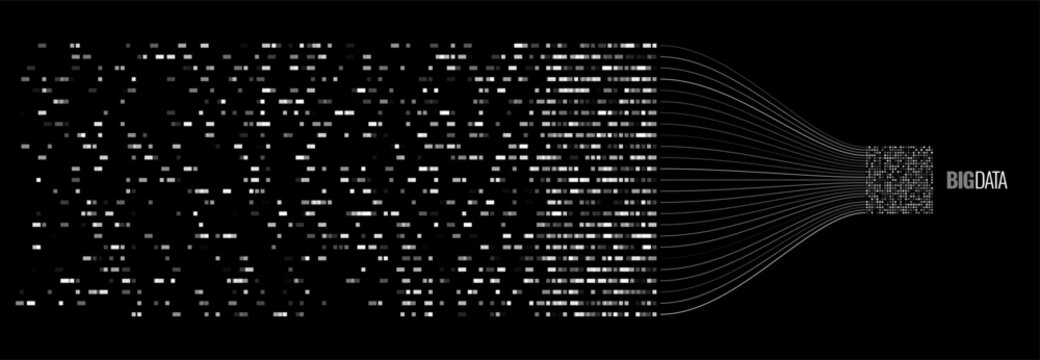 Big Data Visualization. Server Data Information Sorting Process. Machine Learning Sorting. Science Technology Concept. Vector Illustration