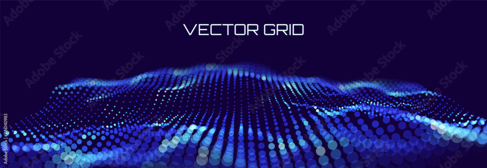 Poster Crypto Blockchain Data Background. Blockchain Grid Abstract Vector Background. Technology of Future Banner Design.