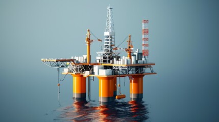 A modern offshore oil rig with drilling equipment and production facilities, great for adding an industrial and offshore energy theme to designs
