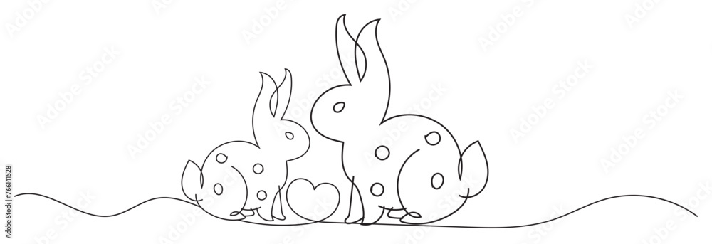 Wall mural easter rabbit vector design, line art style, black color. vector illustration. eps 10