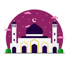 White mosque. Vector illustration