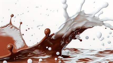chocolate and milk splash Isolated on white background - obrazy, fototapety, plakaty