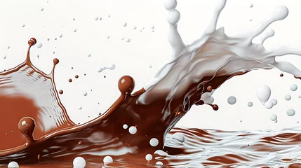 Fotobehang chocolate and milk splash Isolated on white background © aiman