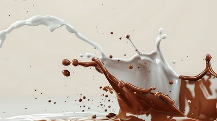 chocolate and milk splash Isolated on white background - obrazy, fototapety, plakaty