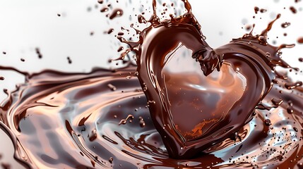 Chocolate heart splash. Liquid chocolate in the shape of a love heart.