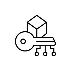 Blockchain key outline icons, minimalist vector illustration ,simple transparent graphic element .Isolated on white background