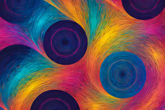 an abstract artwork created by AI algorithms, showcasing vibrant colors and intricate geometric patterns. 