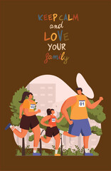 vector illustration of family day, where each family has its own activities, for example gathering in the same family room, holidays, sports with the family.