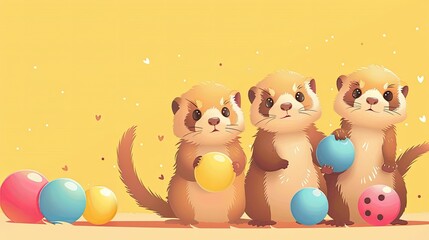 Obraz premium Greeting Card and Banner Design for Social Media or Educational Purpose of National Ferret Day Background