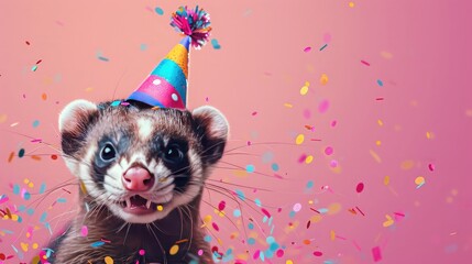 Greeting Card and Banner Design for Social Media or Educational Purpose of National Ferret Day Background