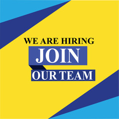 Recruitment open vacancy hiring design information label template. We are hiring to join team announcement lettering in speech bubble chat box vector illustration isolated on yellow background