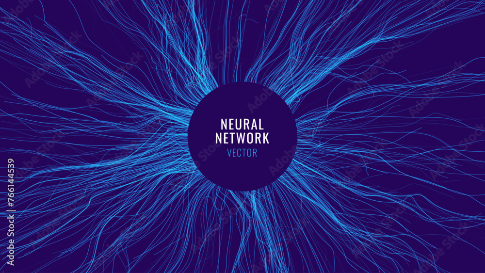 Aufkleber Vector Wave Lines Dynamic Flowing from Center. Neural Network Smooth Lines Background. Abstract Circle Frame. Digital Neuron. Vector Illustration.