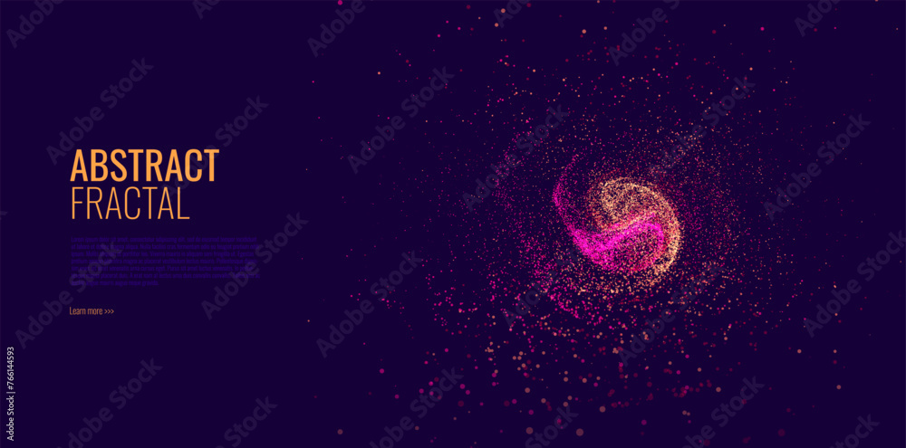 Poster Big Data Visualization. Circular Particles Dots Vortex Abstract Galaxy. Abstract Astrology Astronomy Background. Milky Way Fractal Art. Galactic Particles Vector Illustration.