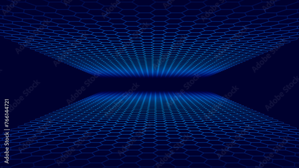 Aufkleber Blueprint Background Texture. Perspective Grid with Depth of Field Effect (DoF). Vector for Your Graphic Design.