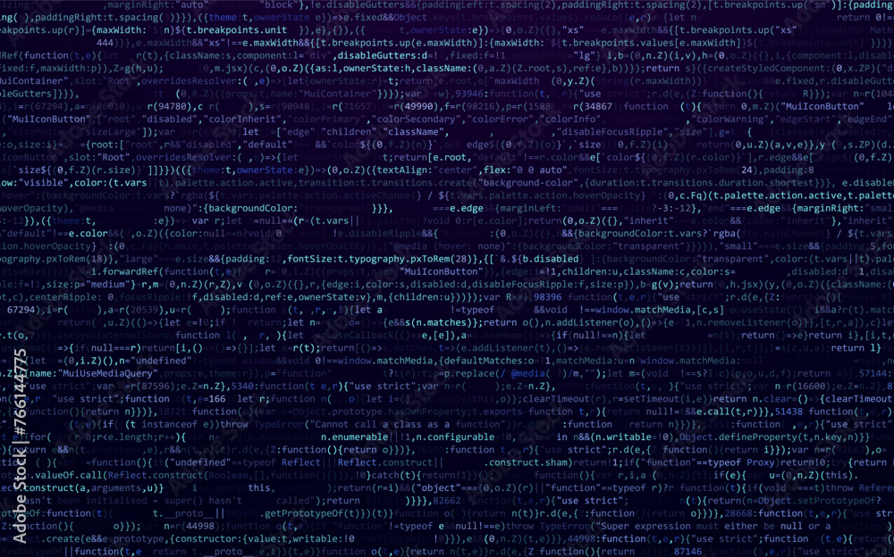 Fototapete Software Web Developer Programming Code. Javascript Abstract Computer Script - Random Parts of Program Code. Vector Illustration.