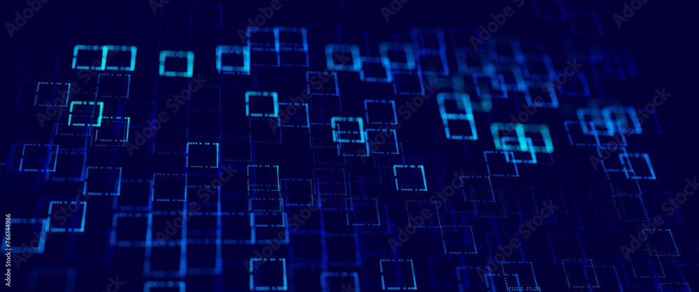 Fototapete Digital Data Flow Vector Background. Big Data Technology Lines. Data Transmission Concept. High Speed Internet. Information Matrix Flow in Virtual Reality Cyberspace. Vector Illustration.