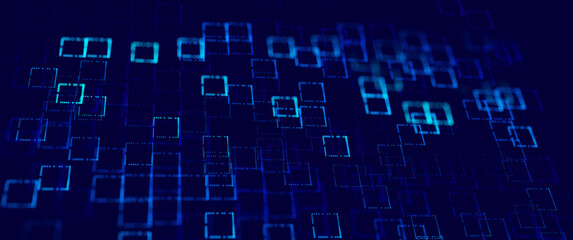 Digital Data Flow Vector Background. Big Data Technology Lines. Data Transmission Concept. High Speed Internet. Information Matrix Flow in Virtual Reality Cyberspace. Vector Illustration.