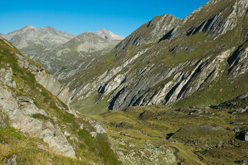 Fototapeta na wymiar Wild landscape in the Italian alps during summer season, Valle Aurina