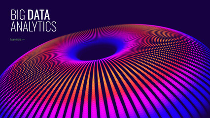 Digital Big Data Flow Vector Background. Big Data Technology Lines. Abstract Science Technology Illustration. Big Data Neural Network Background Concept. AI Visualization Concept. Digital Universe