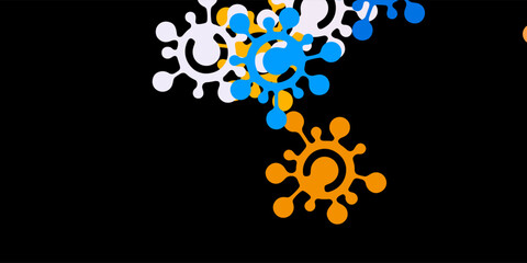 Dark blue, yellow vector texture with disease symbols.