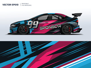 car wrap, livery, sticker design vector. Graphic abstract stripe racing background designs